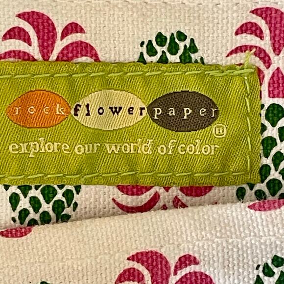 Rock Flower Paper Pineapple Motif Tote Bag Canvas Beach Errands Shopping Bag - Picture 8 of 8